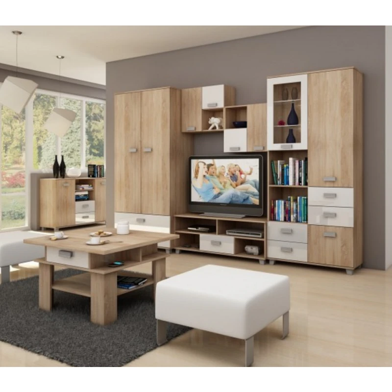 ArtCross Obývacia stena SOLO I Farba: Dub sonoma svetlá / biely lesk