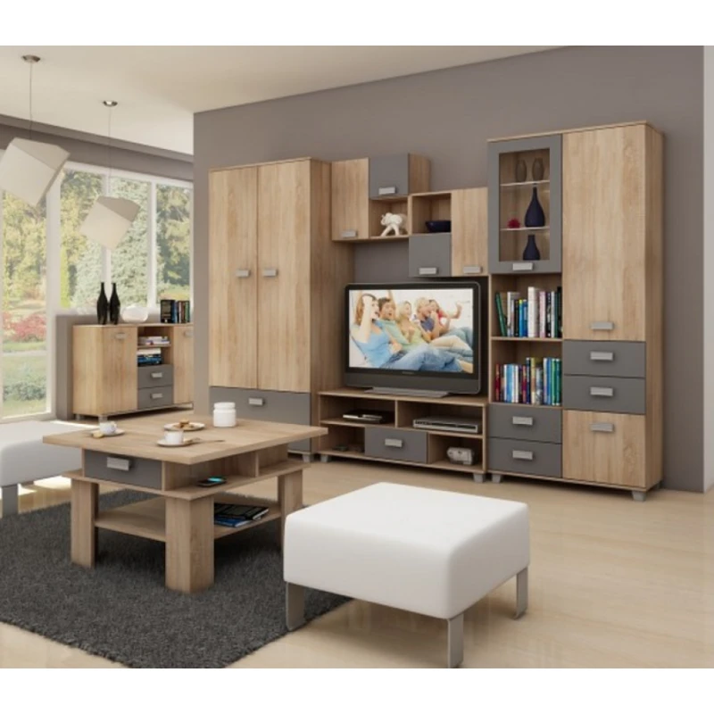 ArtCross Obývacia stena SOLO I Farba: Dub sonoma svetlá / sivý mat