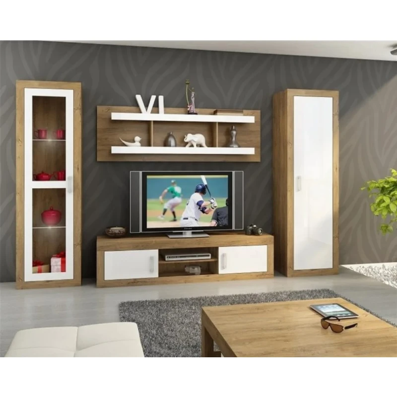 ArtCross Obývacia stena VERIN 4 Farba: dub burgund/biela lesk