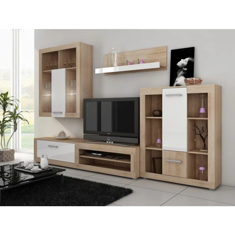 ArtCross Obývacia stena VIKI Farba: Dub sonoma svetlá / biely lesk