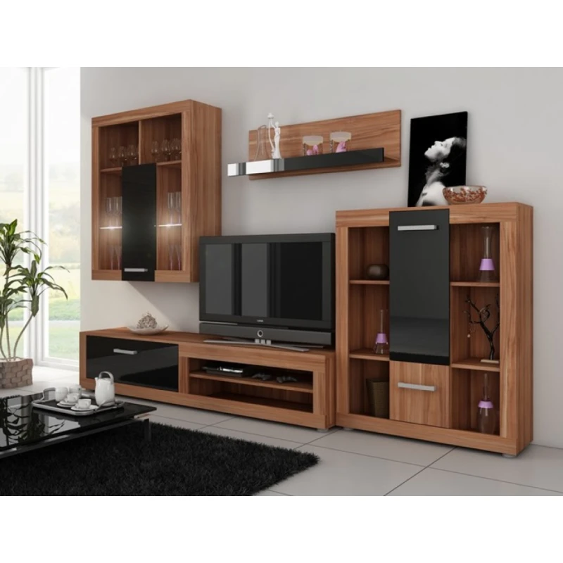 ArtCross Obývacia stena VIKI Farba: Slivka / čierny lesk