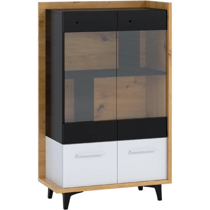 ArtCross Vitrína BOX-12 Farba: dub artisan / biela / čierna