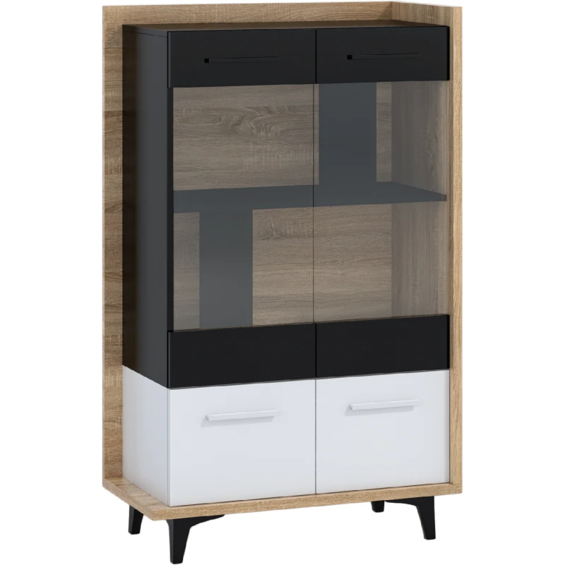 ArtCross Vitrína BOX-12 Farba: dub sonoma svetlá / biela / čierna 