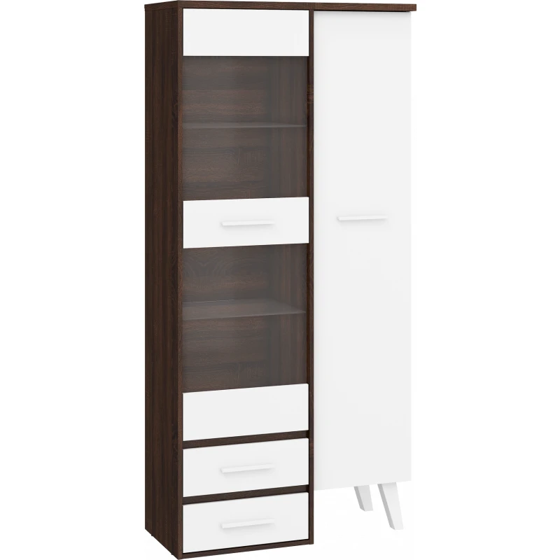 ArtCross Vitrína NORDIS-17 | 1D2S Farba: Dub sonoma tmavý/biela