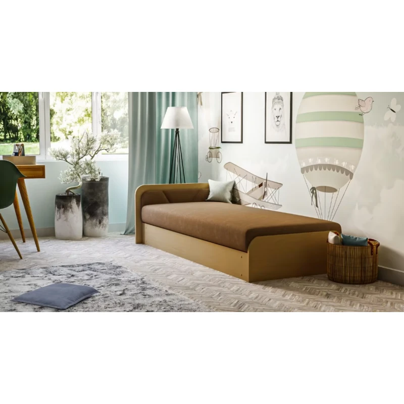 ArtElta Jednolôžková posteľ PARYS hnedá | 80 x 190 cm Farba: Alova 67, Prevedenie: ľavé