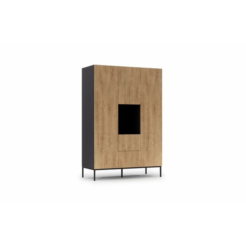 ArtElta Šatníková skriňa LANZZI 135 Farba: Čierna / Dub artisan