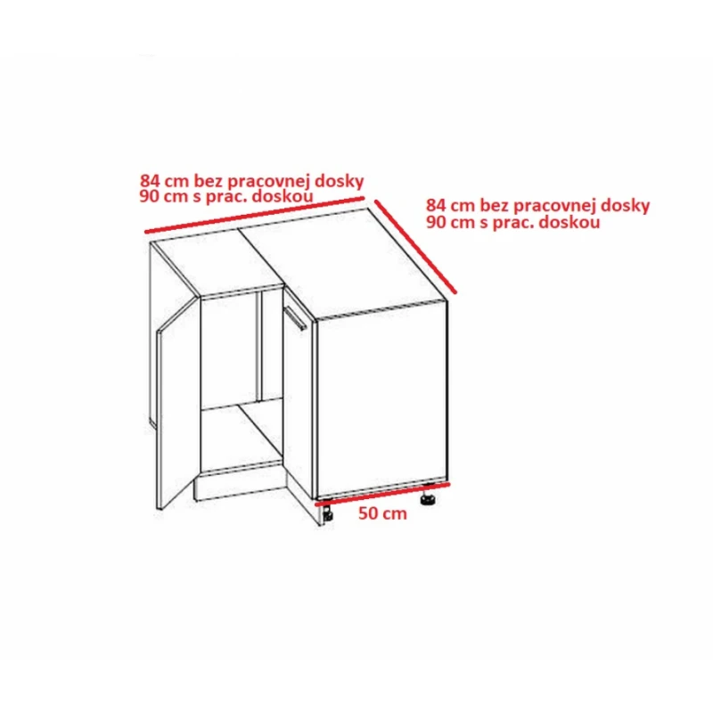 ArtExt Kuchynská linka Brerra - lesk Kuchyňa: Rohová spodná skrinka D12/90 /(ŠxVxH) 84x82x84 cm