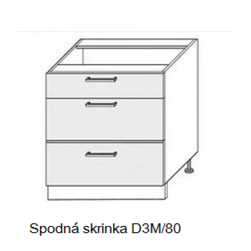 ArtExt Kuchynská linka Brerra - lesk Kuchyňa: Spodná skrinka D3M/80 / (ŠxVxH) 80 x 82 x 50 cm