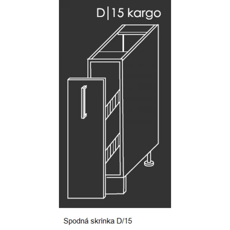 ArtExt Kuchynská linka Brerra - mat Kuchyňa: Spodná skrinka D/15 / (ŠxVxH) 15 x 82 x 50 cm