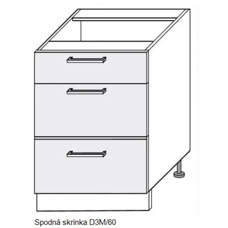 ArtExt Kuchynská linka Brerra - mat Kuchyňa: Spodná skrinka D3M/60 / (ŠxVxH) 60 x 82 x 50 cm