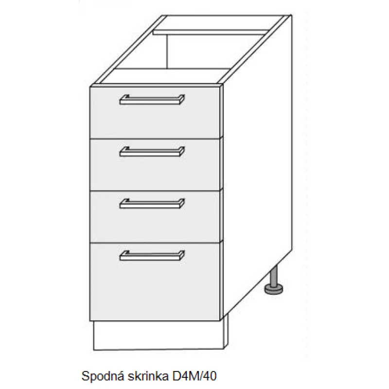 ArtExt Kuchynská linka Brerra - mat Kuchyňa: Spodná skrinka D4M/40 / (ŠxVxH) 40 x 82 x 50 cm