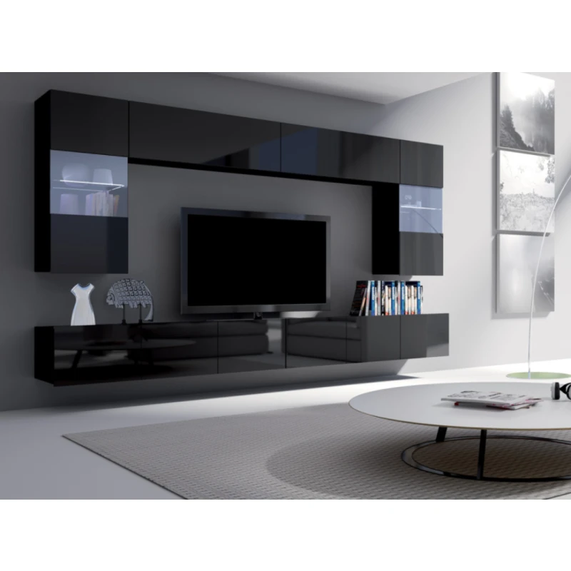 ArtGiB Obývacia stena CALABRINI I Farba: čierna / čierny lesk