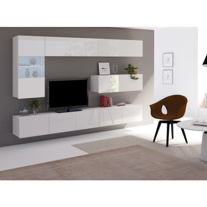 ArtGiB Obývacia stena CALABRINI IV Farba: Biela / biely lesk