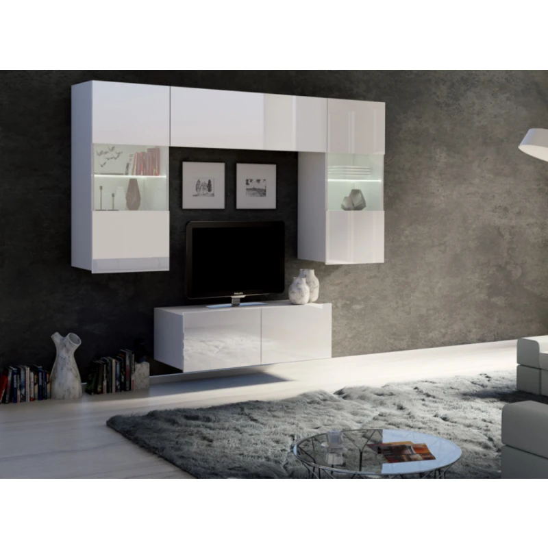 ArtGiB Obývacia stena CALABRINI X FARBA: Biela / biely lesk