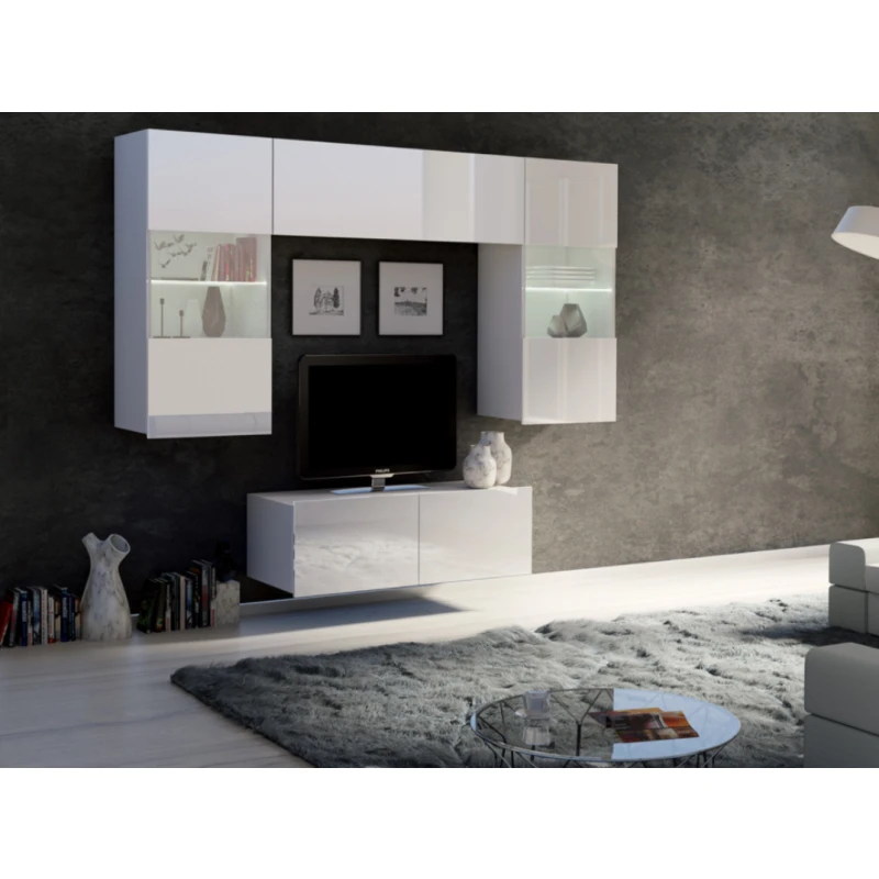 ArtGiB Obývacia stena CALABRINI X Farba: Biela / biely lesk