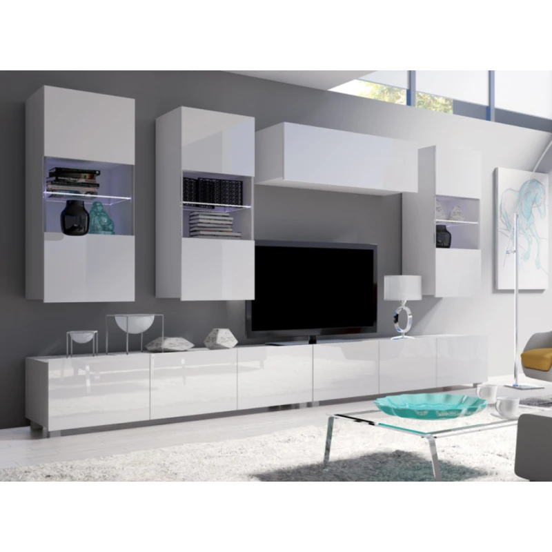 ArtGiB Obývacia stena CALABRINI XI Farba: Biela / biely lesk