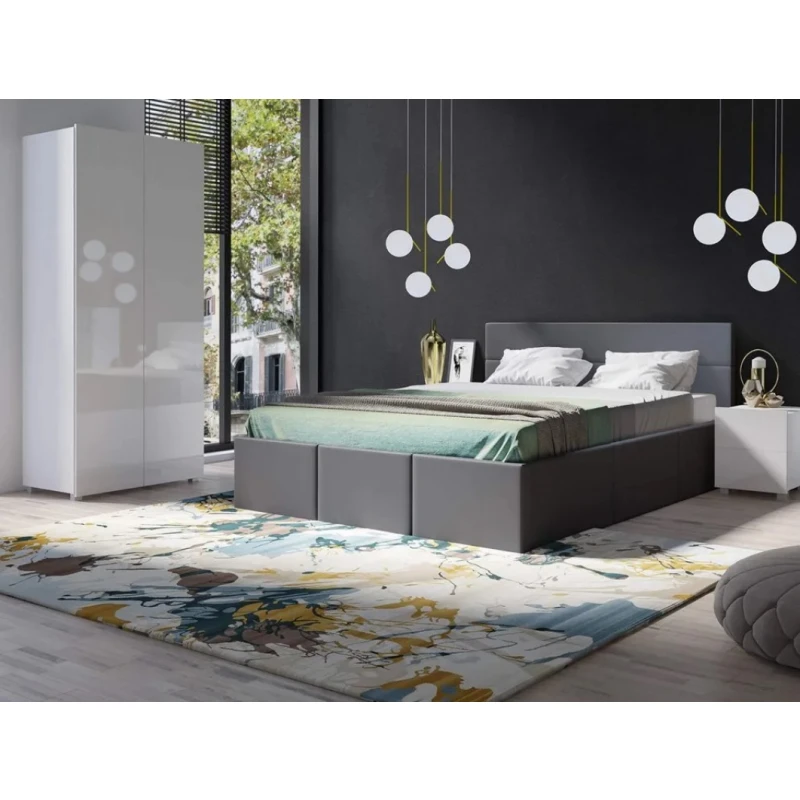 ArtGiB Šatníková skriňa CALABRINI C-14 Farba: čierna / čierny lesk