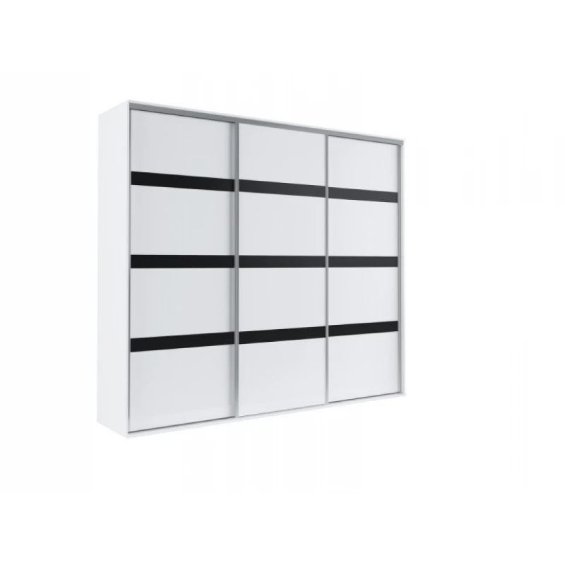 ArtMadex Šatníková skriňa GRANDE 277 Farba: Biela, Prevedenie: Grande 277 s pásikmi lacobel