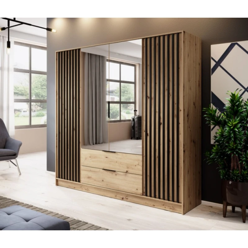 ArtPS Šatníková skriňa KELLY 4D | so zrkadlom Farba: Dub artisan