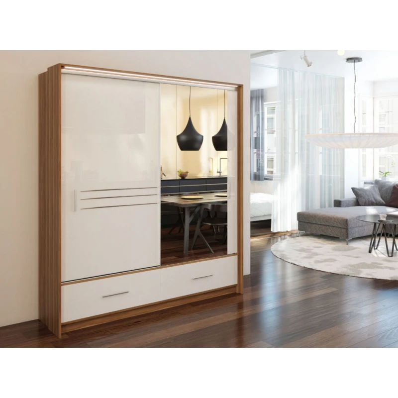 ArtStol Šatníková skriňa AMSTERDAM 203 Farba: Slivka / biely lesk