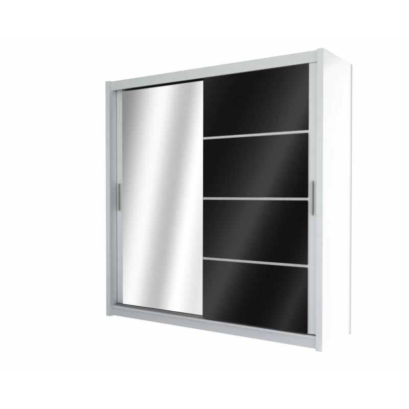 ArtStol Šatníková skriňa BRANDON 203 Farba: Biela / čierne sklo