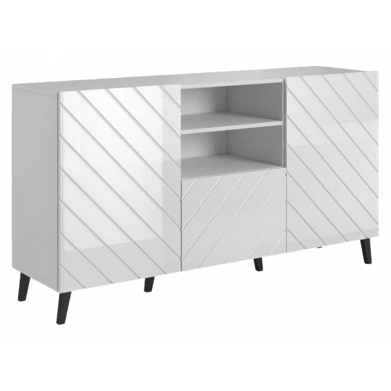 CAMA MEBLE Abeto dvojdverová komoda so zásuvkou biela / biely lesk