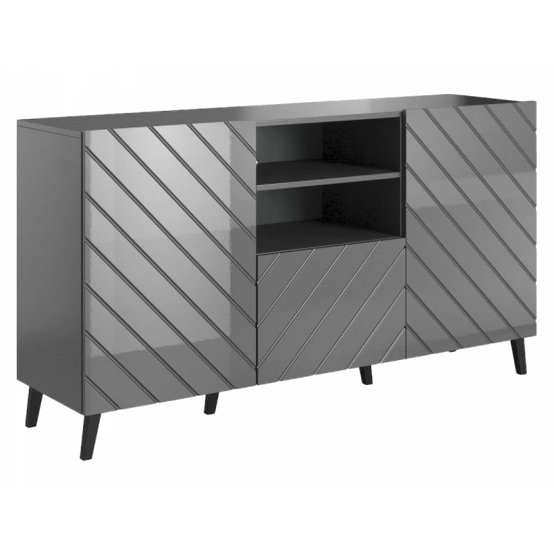 CAMA MEBLE Abeto dvojdverová komoda so zásuvkou grafit / grafit lesk