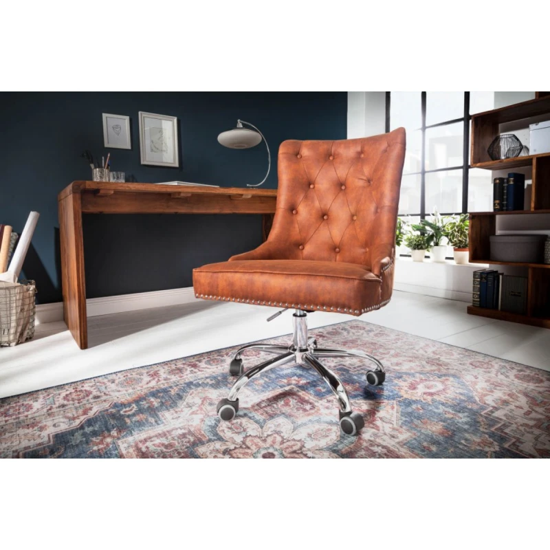 Chesterfield kancelárske kreslo KELEOS Dekorhome Svetlo hnedá