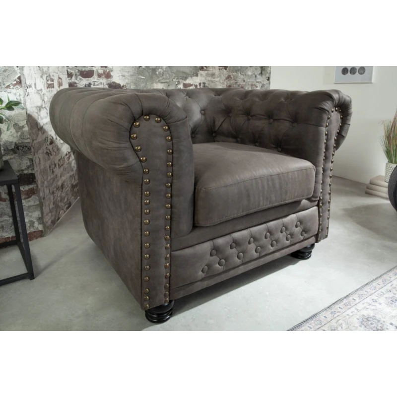 Chesterfield kreslo MIDAS Dekorhome Sivohnedá taupe