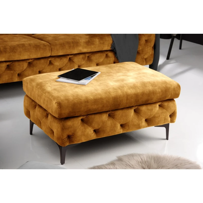 Chesterfield taburet ZETHOS Dekorhome Horčicová