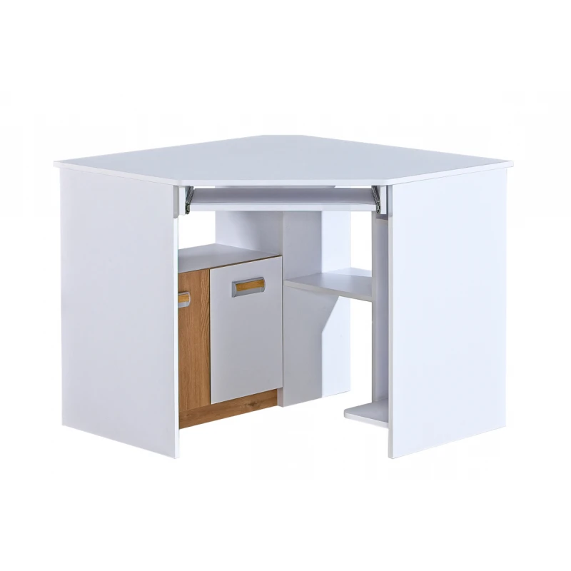 Dolmar Rohový písací stolík CORNETO L11 Farba: Biely briliant / dub nash