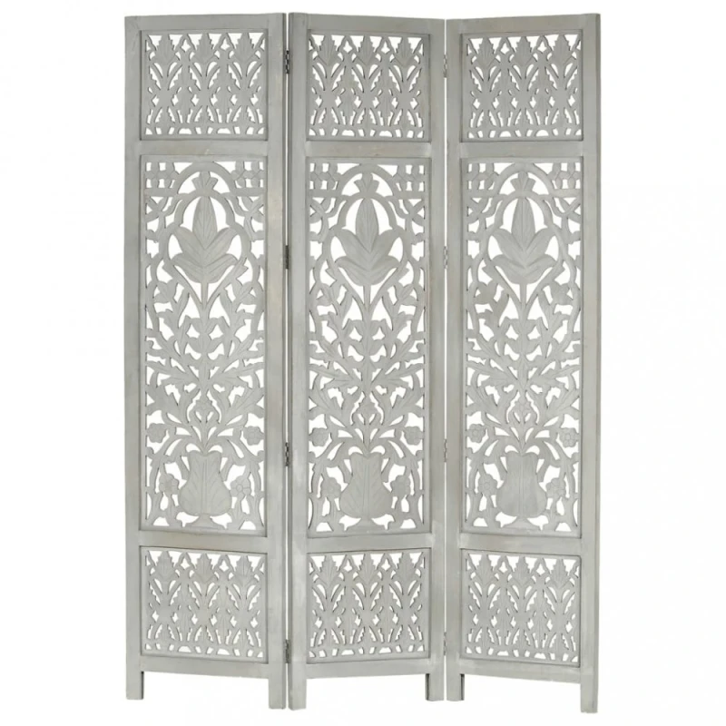 Drevený paraván 3dielny Dekorhome Sivá