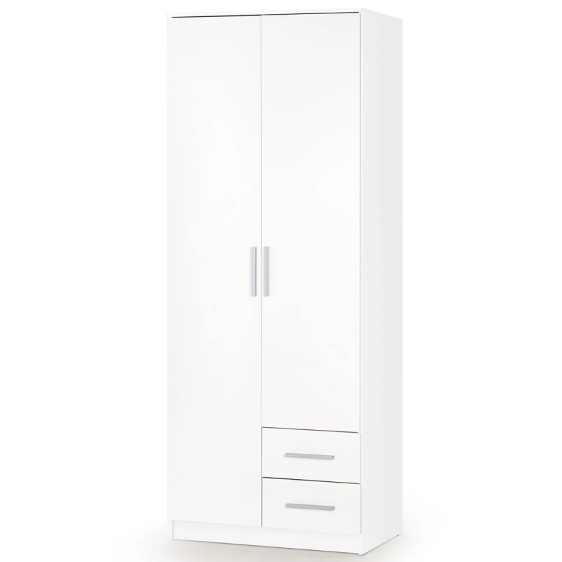 HALMAR Lima S2 dvojdverová šatníková skriňa biela / biely lesk