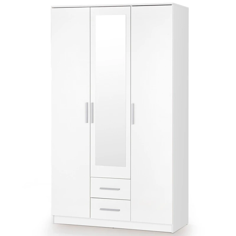 HALMAR Lima S3 trojdverová šatníková skriňa so zrkadlom biela / biely lesk