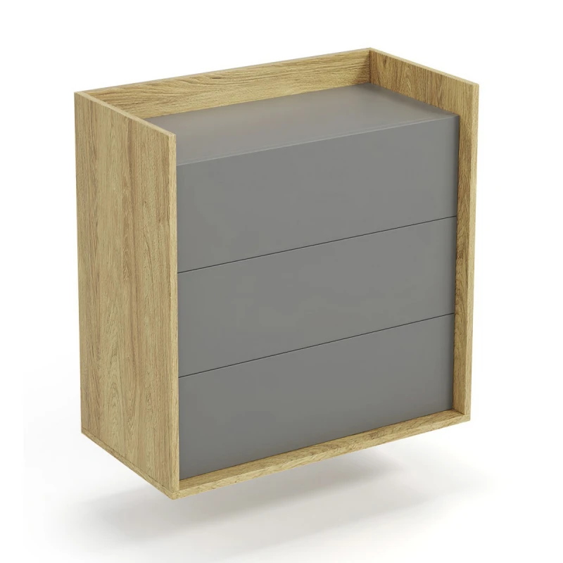 HALMAR Mobius KOM3S komoda prírodný orech / sivá