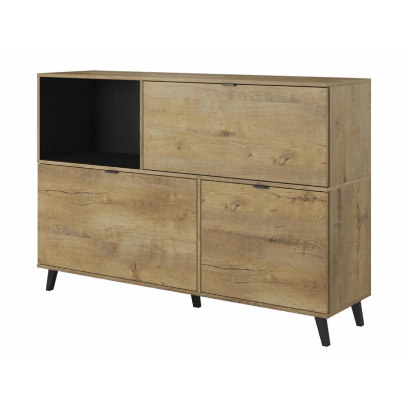 HALMAR Nest KM1 trojdverová komoda dub lefkas / čierna