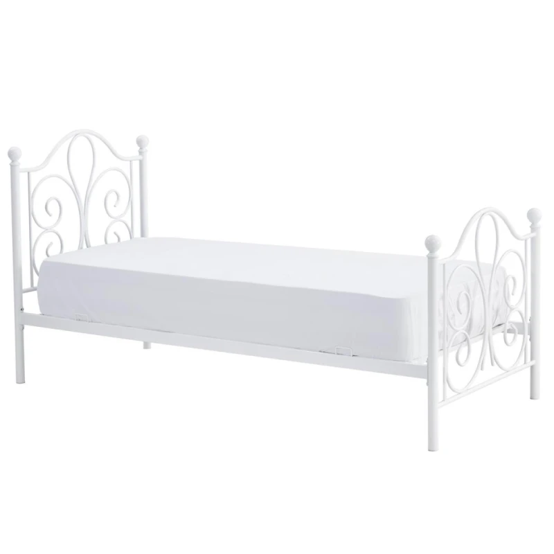 HALMAR Panama 90 kovová jednolôžková posteľ s roštom biela