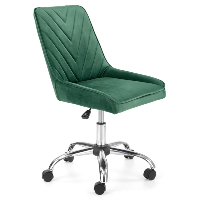 HALMAR Rico detská stolička na kolieskach tmavozelená / chróm