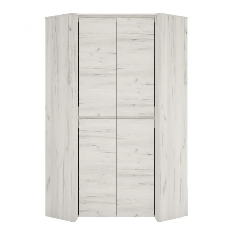 KONDELA Angel Typ 21 2D rohová šatníková skriňa biela / craft