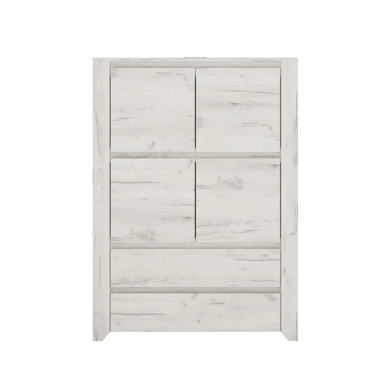 KONDELA Angel Typ 33 4D-2S štvordverová komoda biela / craft