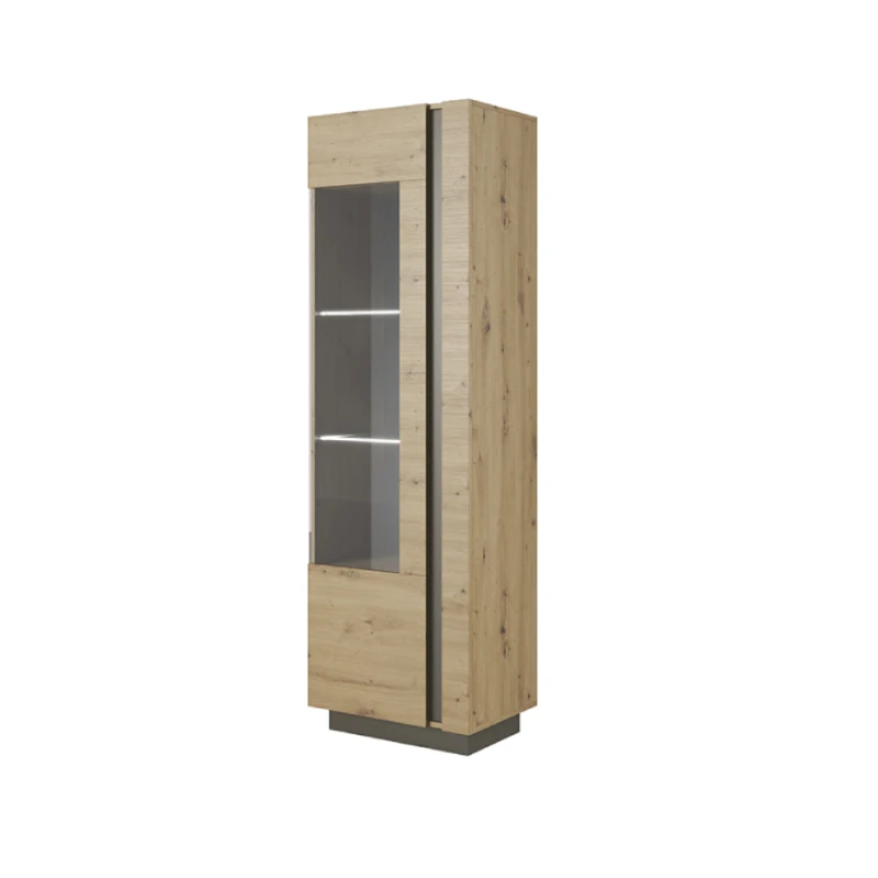 KONDELA City 60 vitrína dub artisan / sivý grafit