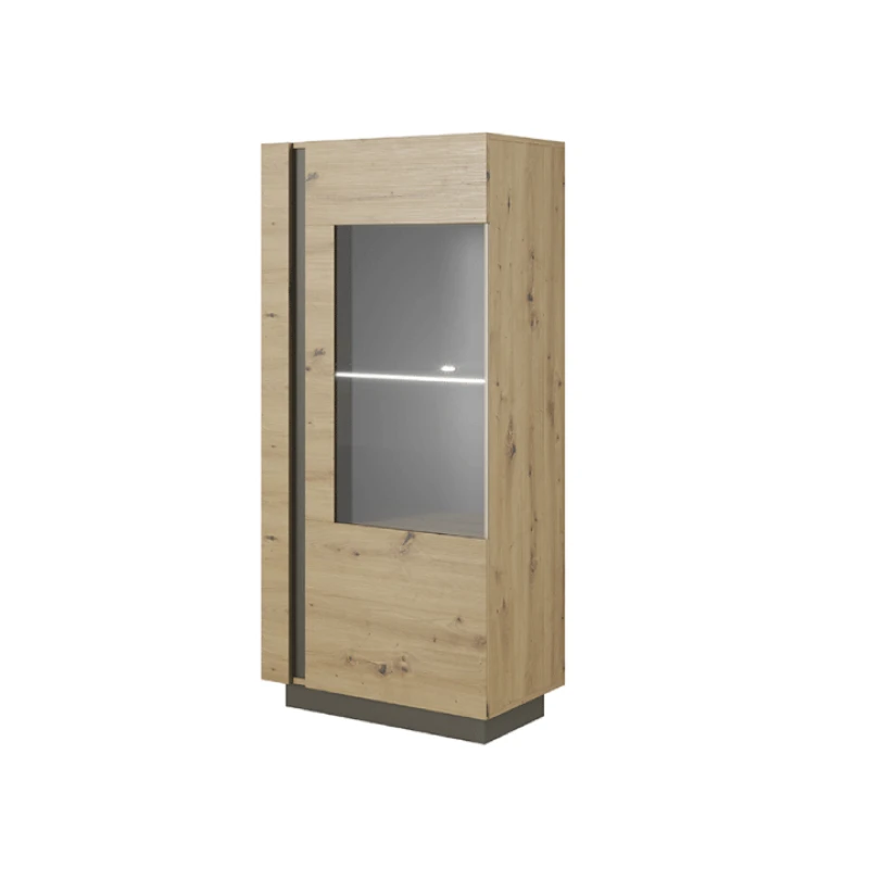 KONDELA City 72 vitrína dub artisan / sivý grafit