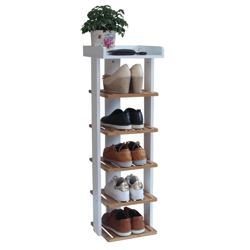 KONDELA Deklan botník biela / prírodná