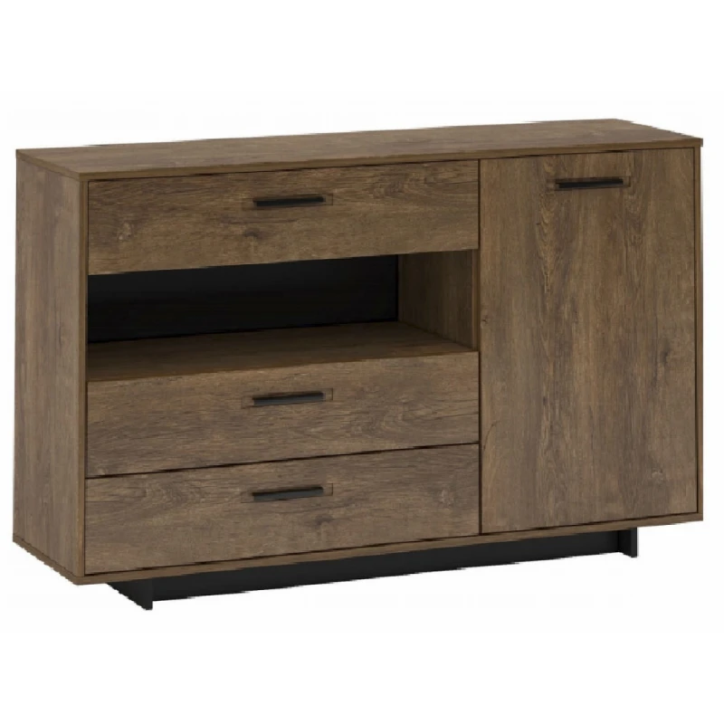 KONDELA Delis E jednodverová komoda so zásuvkami dub bolzano / čierna