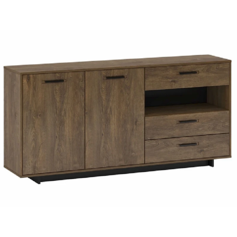 KONDELA Delis G dvojdverová komoda so zásuvkami dub bolzano / čierna