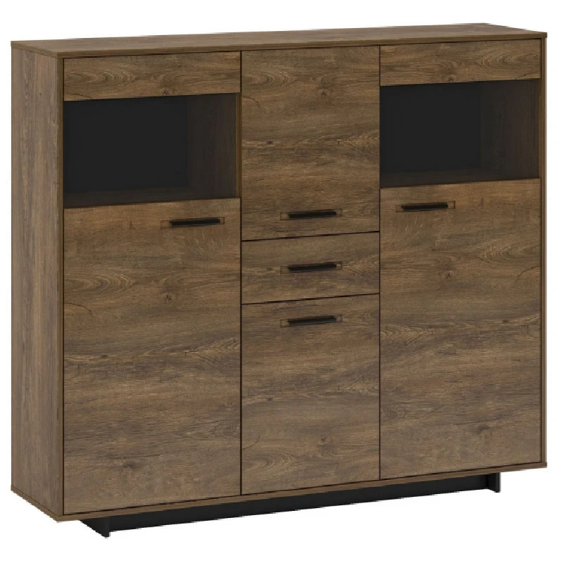 KONDELA Delis K štvordverová komoda so zásuvkou dub bolzano / čierna