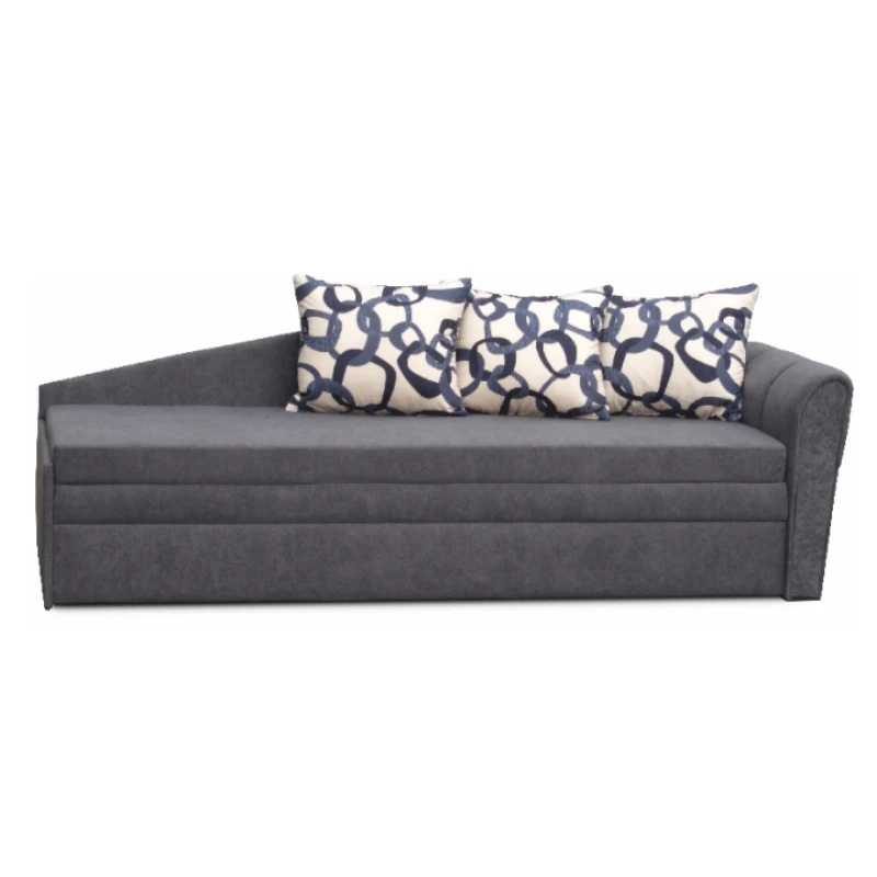 KONDELA Emu P rozkladacia pohovka s úložným priestorom sivá / vzor