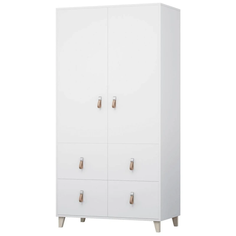 KONDELA Fiera 2D dvojdverová šatníková skriňa so zásuvkami biela