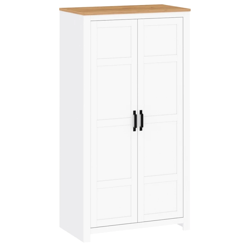 KONDELA Lanzette F dvojdverová šatníková skriňa biela alba / dub craft zlatý