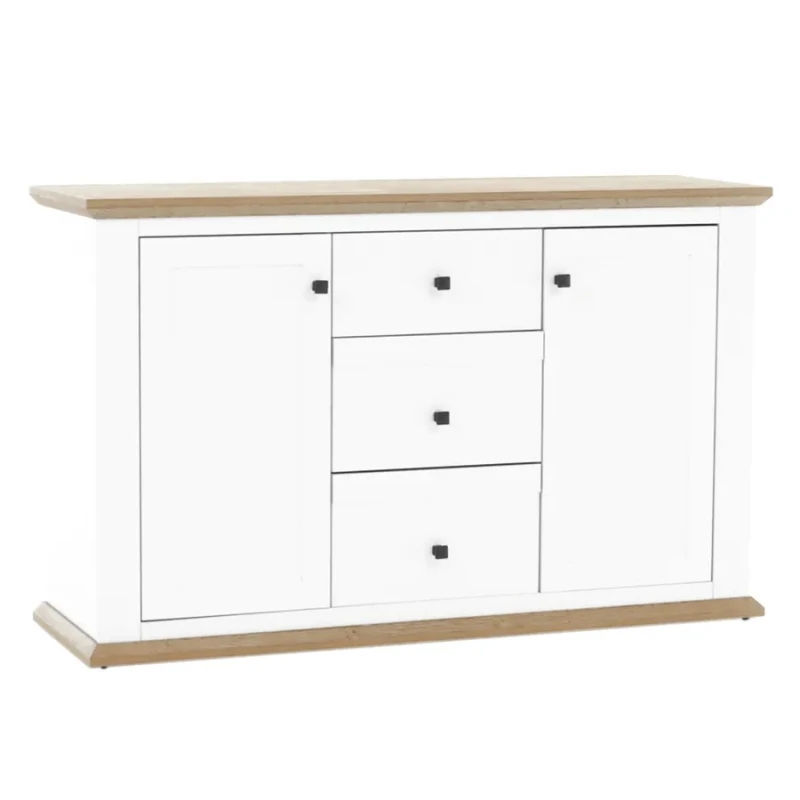 KONDELA Leon MZ11 dvojdverová komoda so zásuvkami biela / dub grand